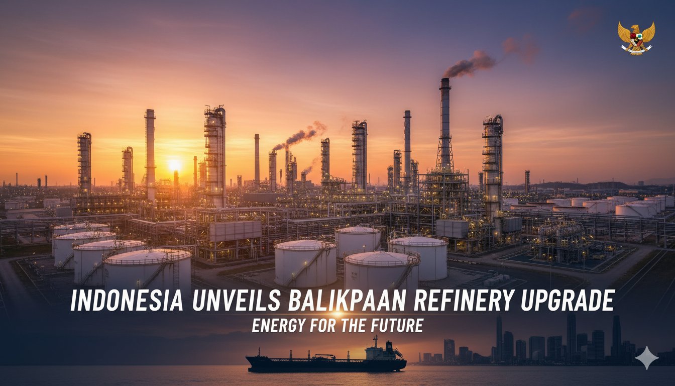 Aerial view of the upgraded Balikpapan refinery complex in East Kalimantan