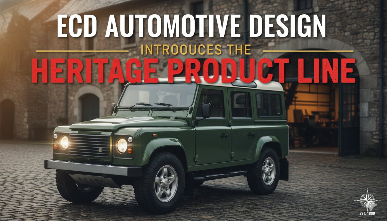 Restored Land Rover Defender from ECD Automotive Design's Heritage line in classic green exterior