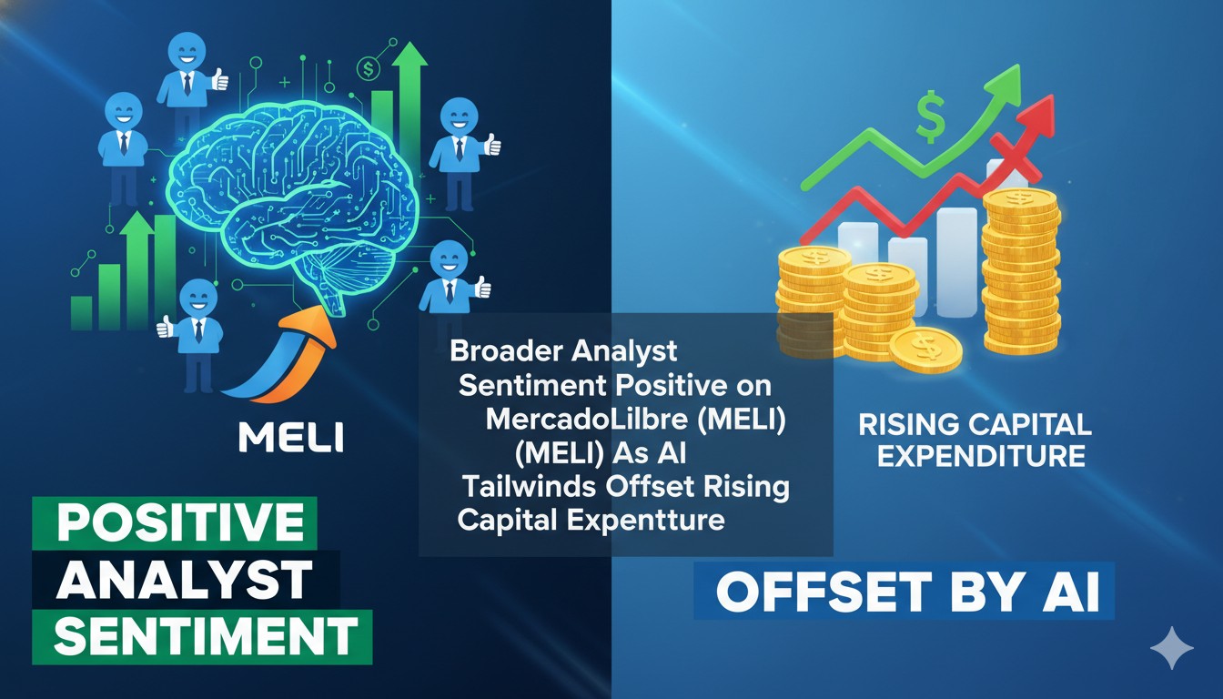 MercadoLibre headquarters with digital AI elements overlay