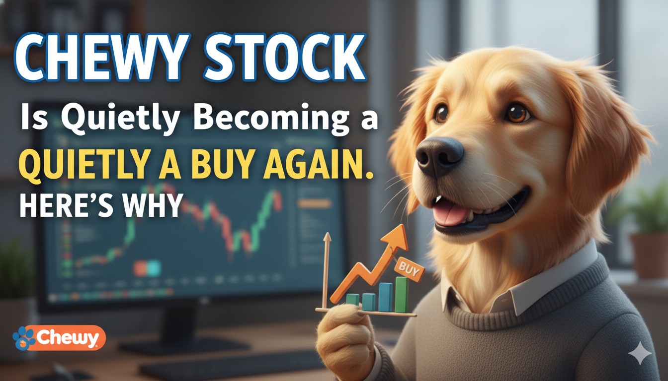 Graph showing Chewy stock price trends and upward potential