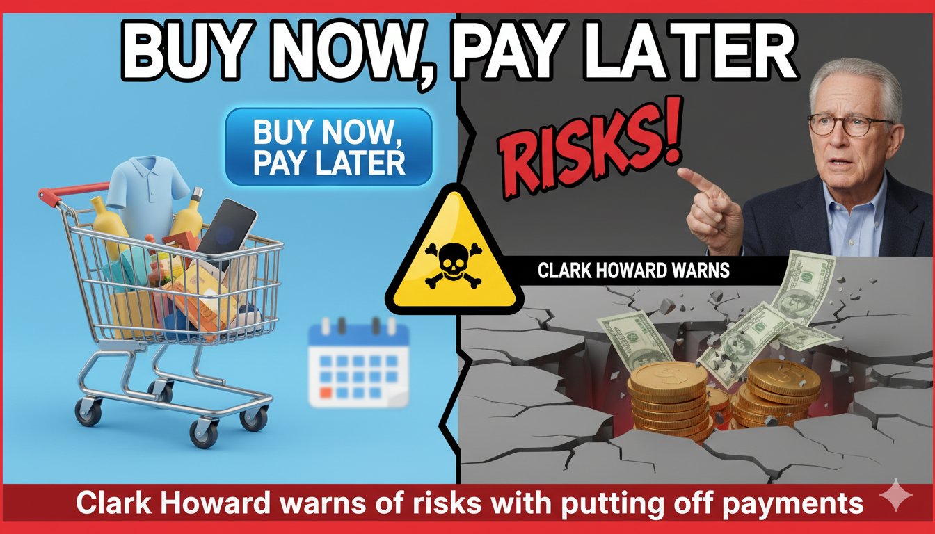 Veteran consumer advocate Clark Howard discussing the financial risks of Buy Now Pay Later services on a news segment.