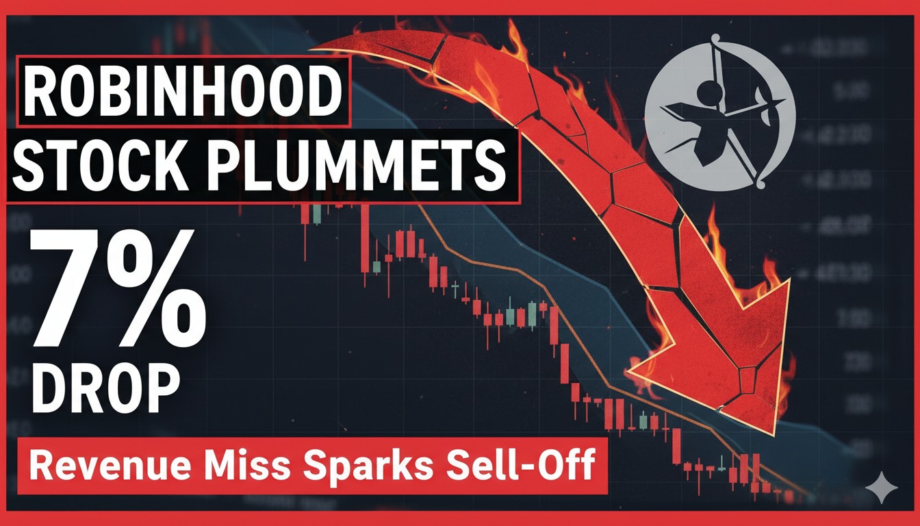 Robinhood Markets stock chart showing a sharp decline after earnings report