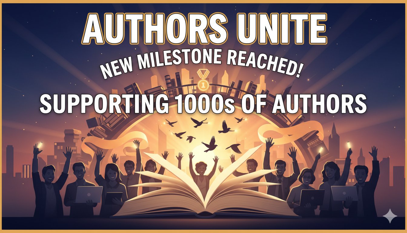 Alt Text for featured image : Milestone celebration graphic for Authors Unite reaching 4,000 authors supported on bestseller lists