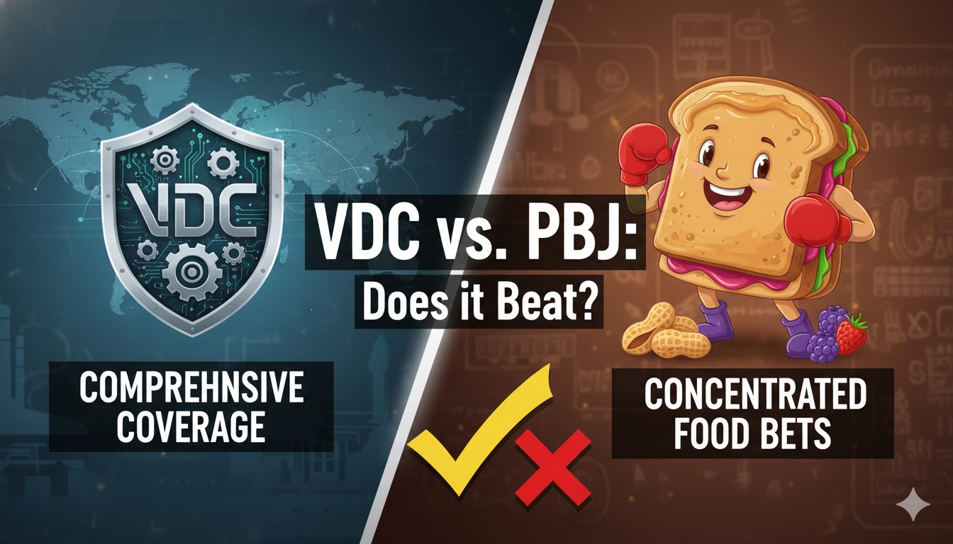 Graph comparing VDC and PBJ ETF performance charts side by side
