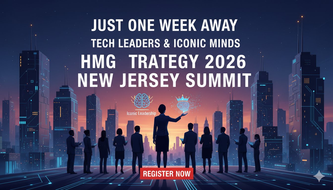 Group of C-level technology executives networking at a professional summit event focused on leadership and innovation.